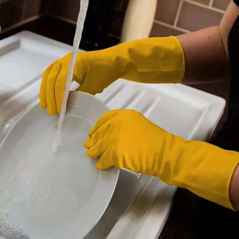 Medium Marigold Kitchen Cleaning Gloves - Pack of 3 Comfortable Household Hand 2