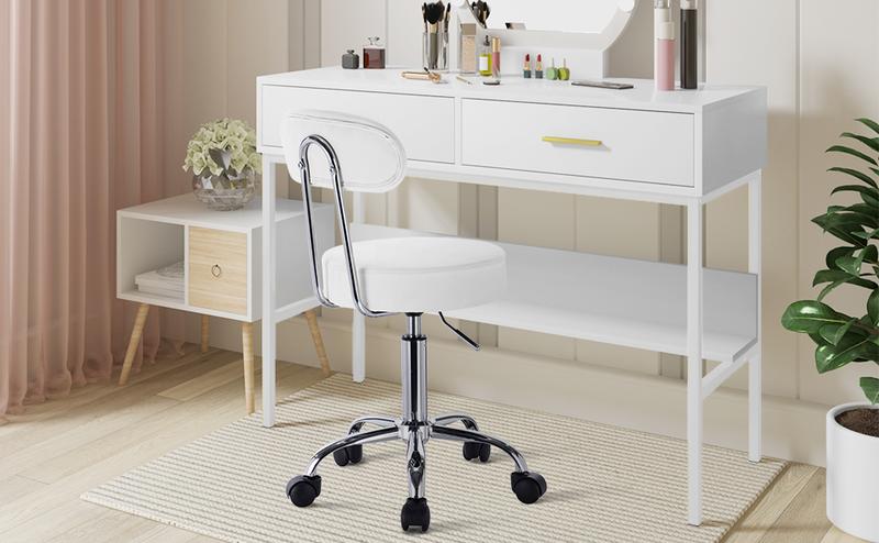Product Introduction of WOLTU Faux Leather Gas Lift Swivel Chair Stool White Swivel Working Chair with Back for Office Computer Lounge Dinning Pub Gas Strut Adjustable 47-59x35x35cm, BH34ws-1 2