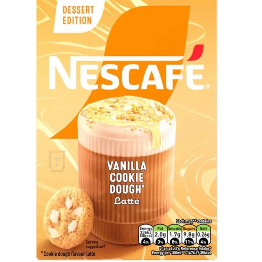 Pack of 1 Nescafé Instant coffee sachets Pack of 1, box of 7 sachets vanilla cookie dough Beverage