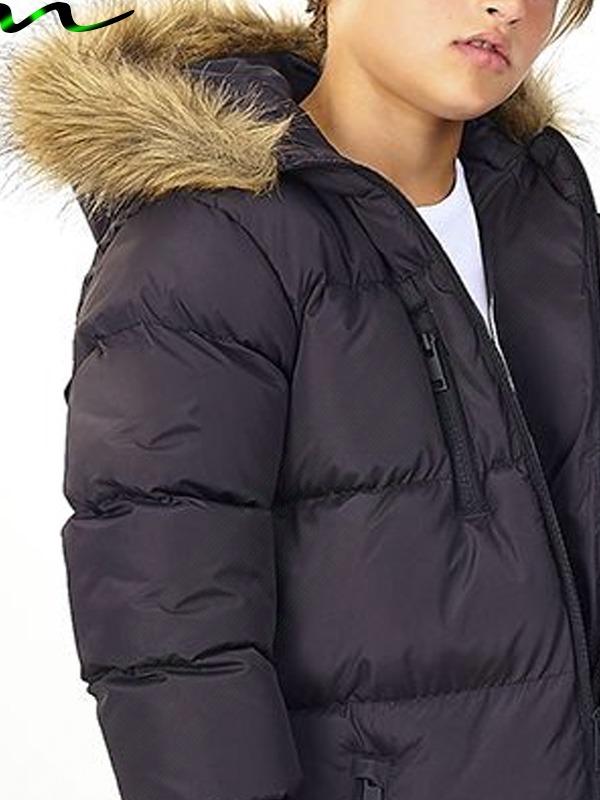 NEW BOYS COATS KIDS BACK TO SCHOOL FUR HOODED PARKA JACKET WINTER WARM COAT SIZE 3