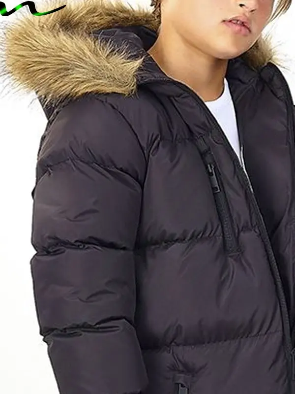 NEW BOYS COATS KIDS BACK TO SCHOOL FUR HOODED PARKA JACKET WINTER WARM COAT SIZE 3