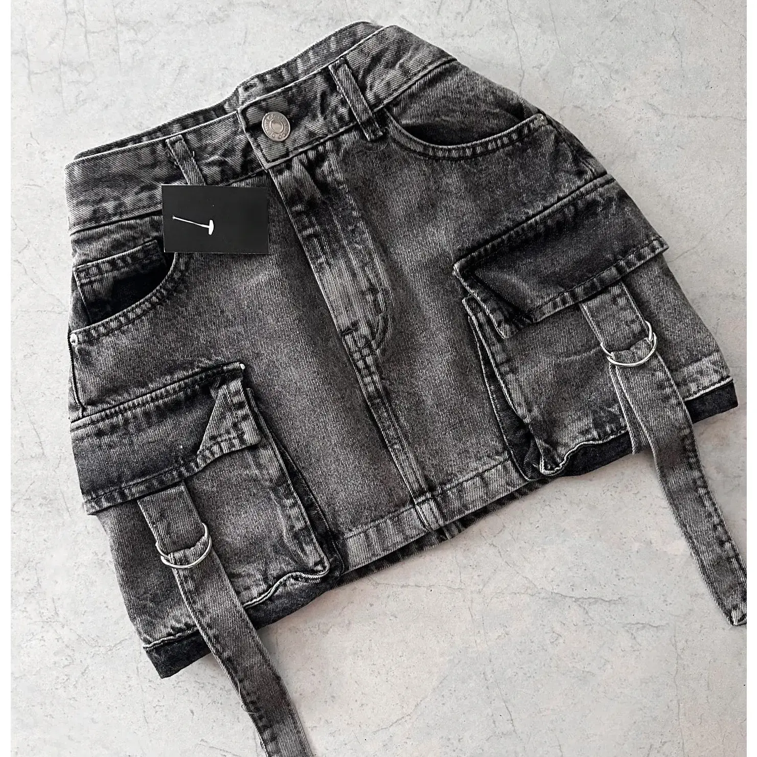 Retro Gothic Y2k Off White Mini Skirt Fashion Harajuku Multi Pocket Denim Plaid Skirt Womens Streetwear Casual Sexy Short Skirt Womenswear Bottom Comfort Minimalist Basic
