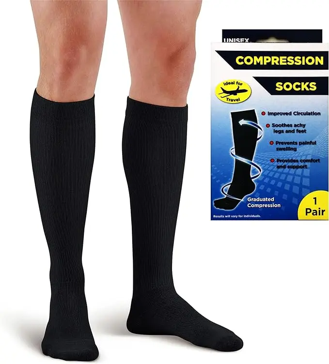 HiFEN Compression Socks for Women & Men - 1 Pair Knee High Compression Stockings for Sport, Athletic, Edema, Blood Circulation, Diabetic, Pregnancy, Nursing Flight Socks