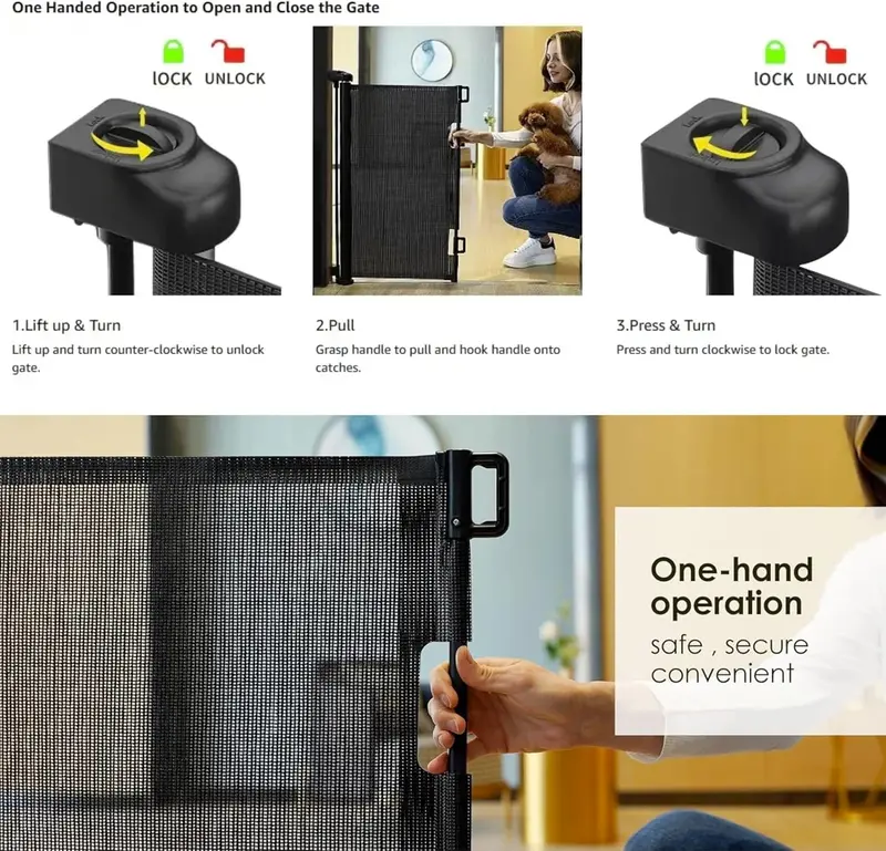 Sterzeal Retractable Stair Gates for Baby and Pet - Safety Gates for Indoor/Outdoor Use, Stairs, Hallways, and Doorways 7