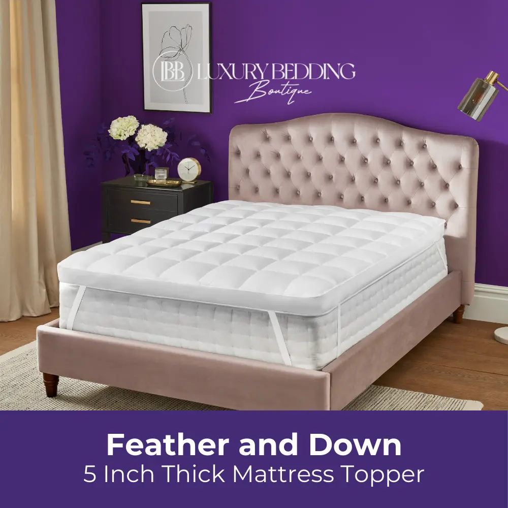 Luxurious Duck Feather & Down Mattress Topper - 5-inch Thick, 2500 GSM - Ultimate Comfort & Support for Restful Sleep