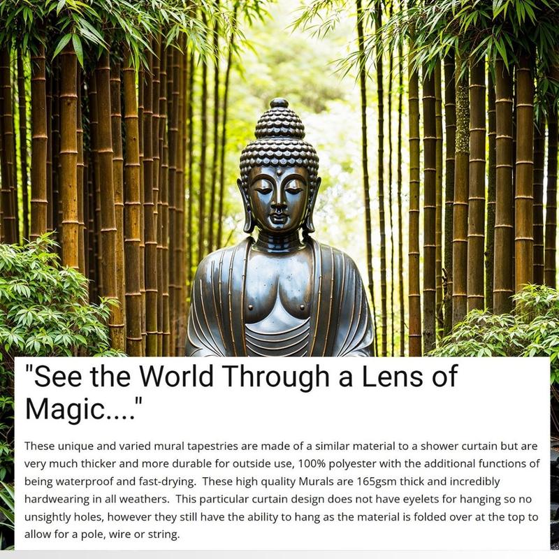 Peaceful Buddha Zen Mural Gardens Tapestry Waterproof Backdrop display Wall Hanging Banners 3
