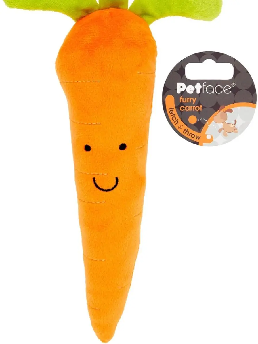 Petface Foodie Faces Fluffy Carrot Dog Toy