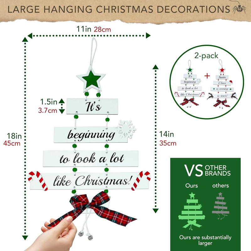Wooden Christmas Decorations - Large Hanging Christmas Decorations Indoor, Christmas Ornaments, Christmas Ceiling Decorations, Christmas Window Decorations, Christmas Room Decorations 2