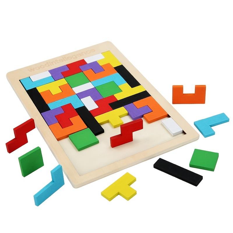 Product Introduction of Wooden Blocks Puzzle Brain Teasers Toy Tangram Jigsaw Intelligence Colorful 3D Russian Blocks Game STEM Educational Gift, Halloween, Christmas Gift, Thanksgiving Day Gift 7