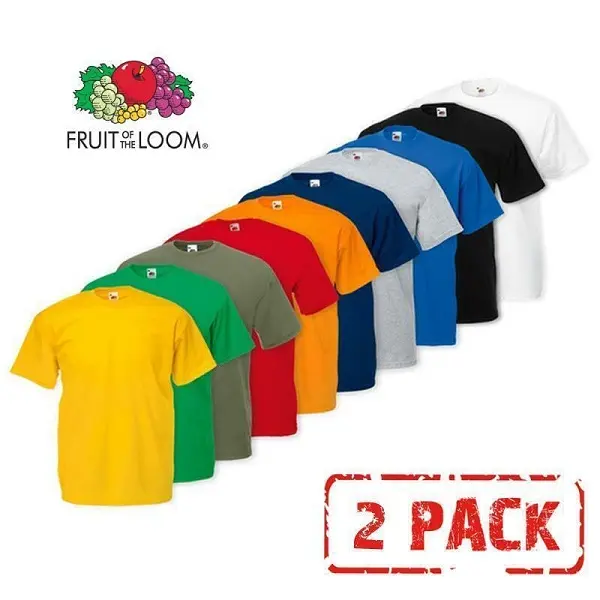 2 PACK MEN'S T SHIRT FRUIT OF THE LOOM PLAIN 100% COTTON BLANK TEE'S NEW T-SHIRT Menswear Undershirt Classic Tshirt Dress Underwear Top Streetwear
