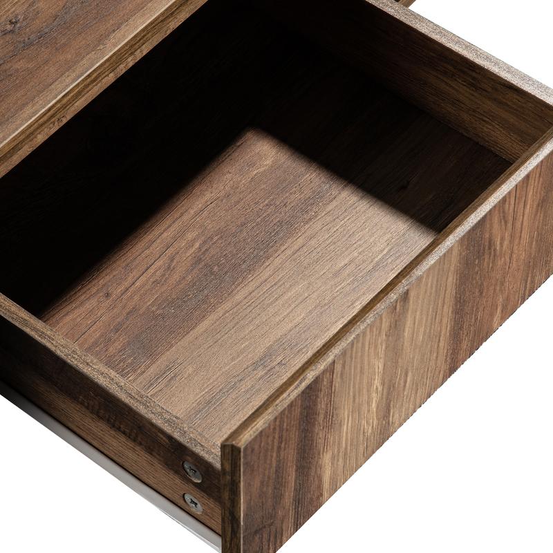BTM Wood grain coffee table, with a handleless drawer, a storage compartment and rear storage compartment, double-sided storage. With storage compartments on both sides.Office, living room sofa table 6