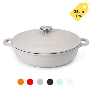 Aluminium Casserole Dishes with Lid Oven Proof Cookware – Non Stick Shallow Dutch Oven Cookware – Induction Cooking Pot – Oven Safe Stockpot – 3.9L Capacity, 28cm – by nuovva