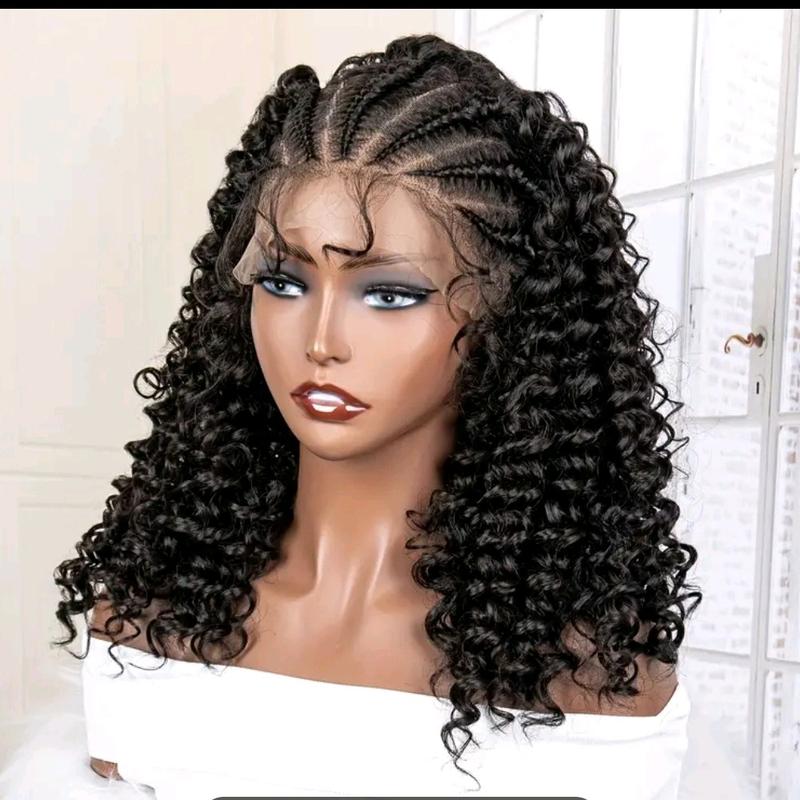 14" Cornrow Frontal Wig transparent Lace 0