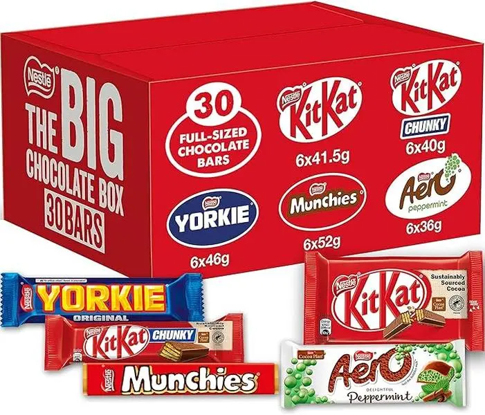 The Ultimate Chocolate Collection: 30 Assorted Bars – KitKat, Yorkie, Aero & More – 1.3kg Sharing Gift Snack Bonbon