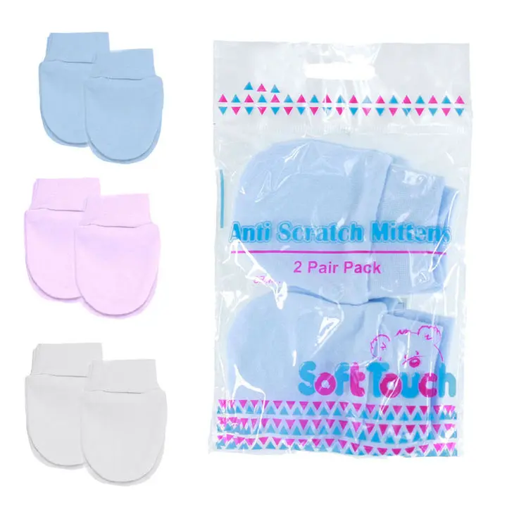 Baby Scratch Mittens Pack of 2 - Soft and Cozy Infant Scratch Mittens for Boys and Girls Pink Blue White