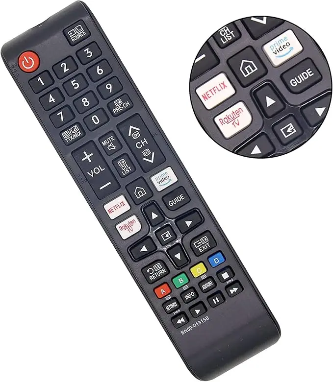 Samsung Universal Remote Control for 4K UHD HDR Crystal QLED UE Series Quantum TVs with Netflix, Rakuten Prime, and Video Buttons 1