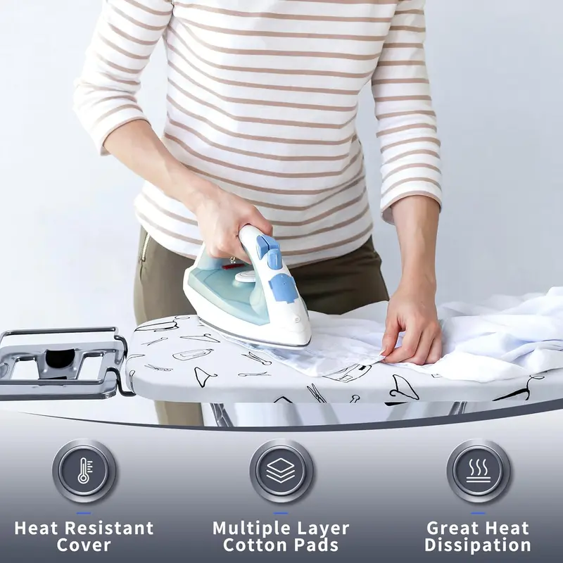 105cm Foldable LARGE STRONG FOLDING IRON BOARD IRONING ADJUSTABLE HEIGHT IN SMALL SIZE LIGHT WEIGHT NONSLIP Accessories Stainless Steel Thick Cover Lightweight 1