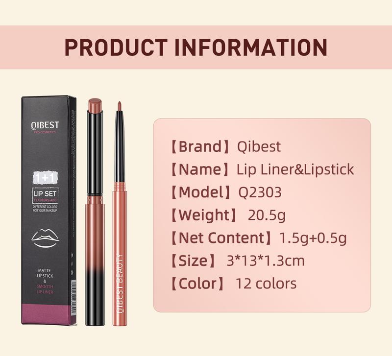 Product Introduction of QIBEST Lipstick Pencil Waterproof Sexy Red Nude Purple Matte Tint Lipstick Lasting Lip liner Pen Longlasting Makeup Cosmetics Eyeliner Lipliner 47