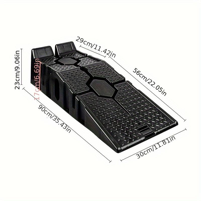 Product Introduction of Pair Of Heavy Duty 2.5 Ton Plastic Car Ramps Vehicle Lifting Ramps Portable Car Van Lift Lifter Car Repair Low Slope With Front Stopper For Car Maintenance, Non-Slip Traction Surface, 5 Ton Capacity In Total 0