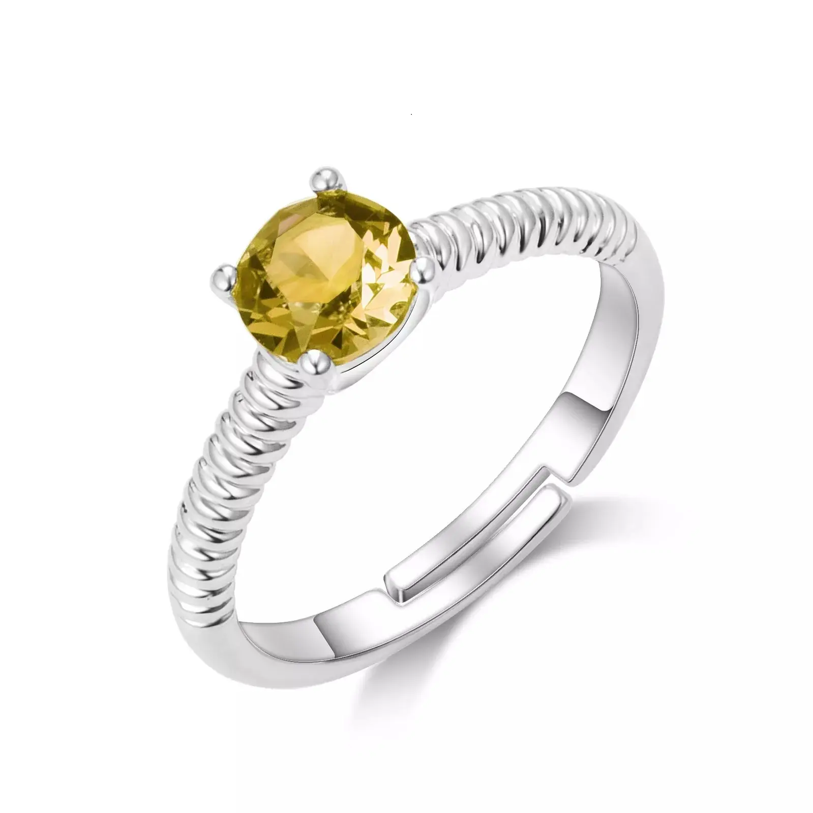 Radiant Yellow Adjustable Crystal Ring with Sparkling Zircondia Crystals
