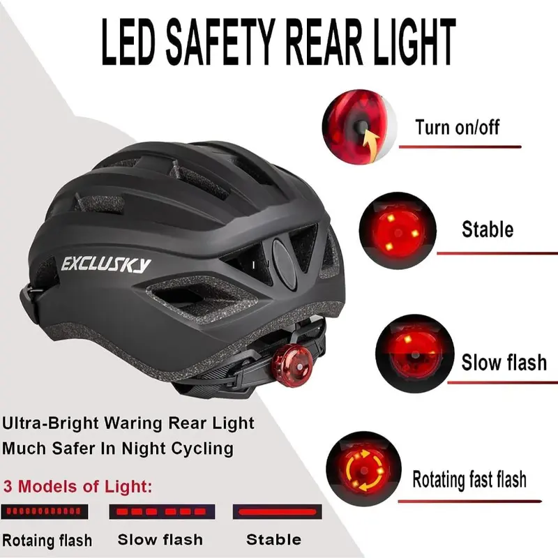 Bike Helmet Men Women Cycle Helmet with Light Breathable MTB Mountain Bicycle Helmet for Adult Road Cycling Helmet 56-61cm 1