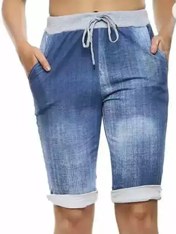 Italian Shorts Ladies Elastic Waist Turn Up Summer Beach Pants Trouser Comfort Comfortable Fit Womenswear