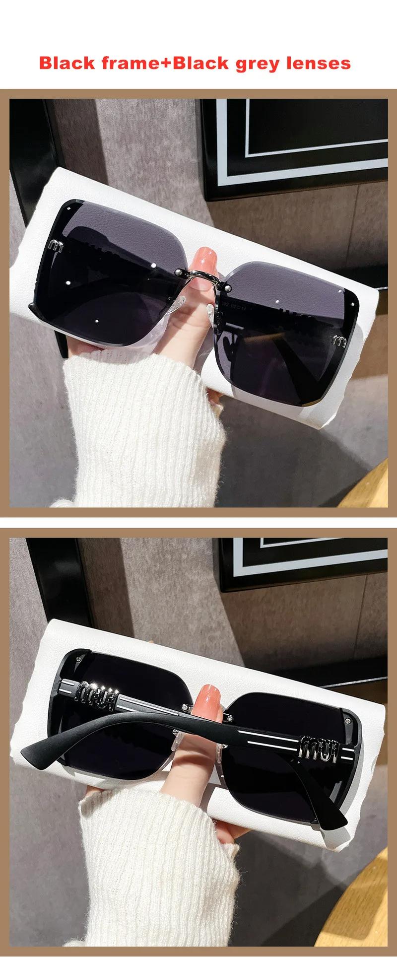 Product Introduction of 2024 new fashion trimmed sunglasses half frame high quality trend simple sunglasses for women with fine glitter (No Case) 9