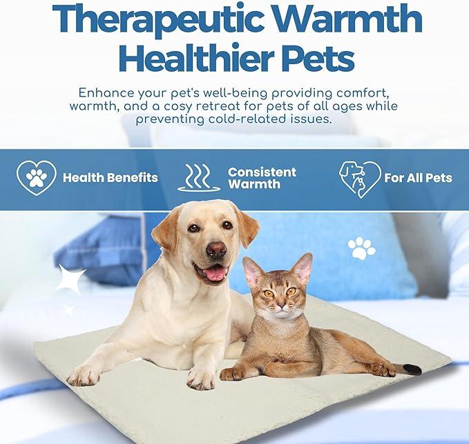Fur & Bone heated cat bed, Self Heating Cat Mat | Cat Heat Pad, Pet Mat, Heat Pad, Cat Mat with Removable Cover, Self-Warming Thermal Pad | Heated Blanket, Cat Blankets for Indoor Cats, Pet Blanket 4