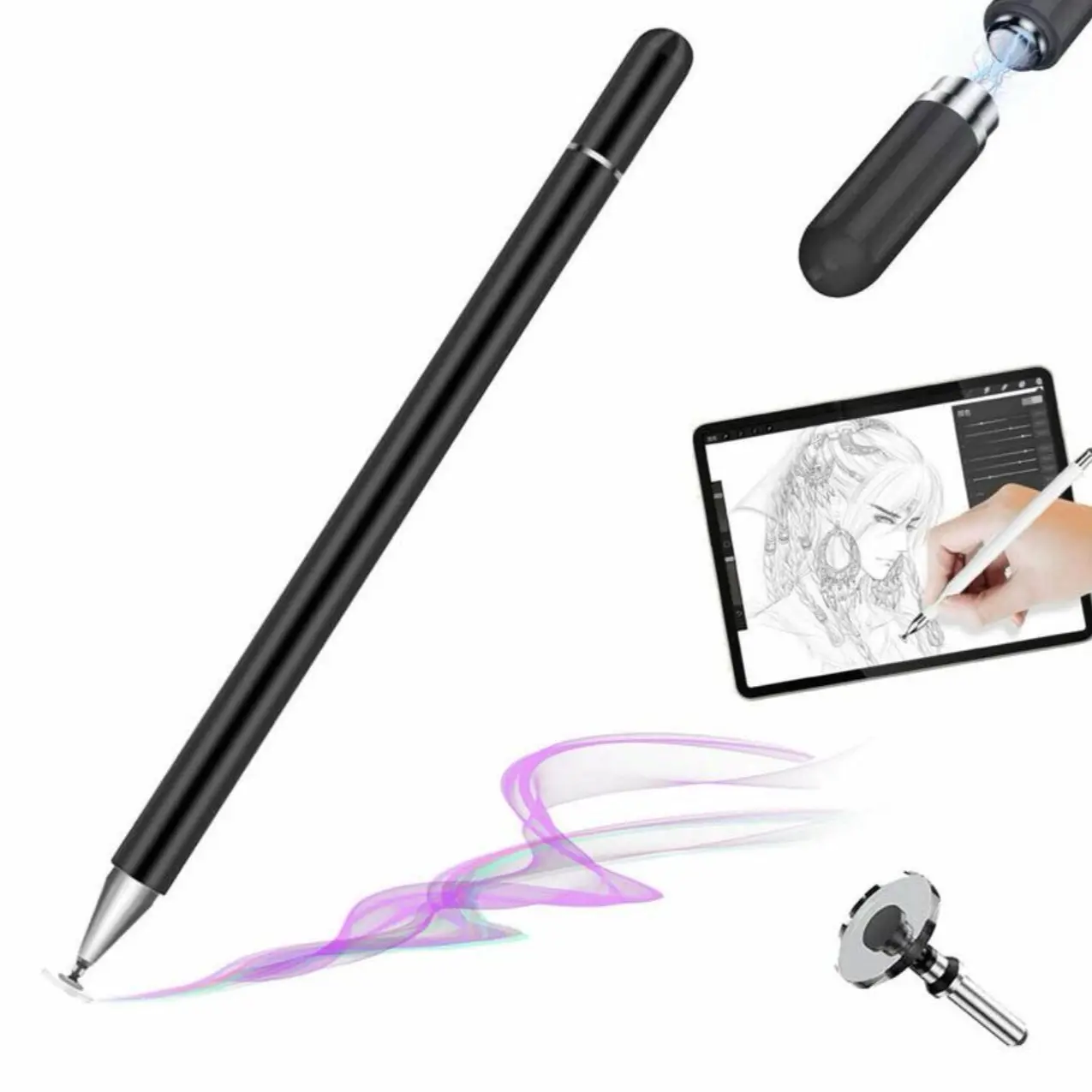 Thin Stylus Magnetic Disk Pen for iPad, iPhone