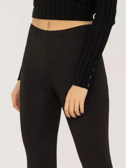 Wide Black Stretchy Viscose Lycra Leggings for Women with Elasticated Waist - S/M to XXL - Womenswear, Casual 2