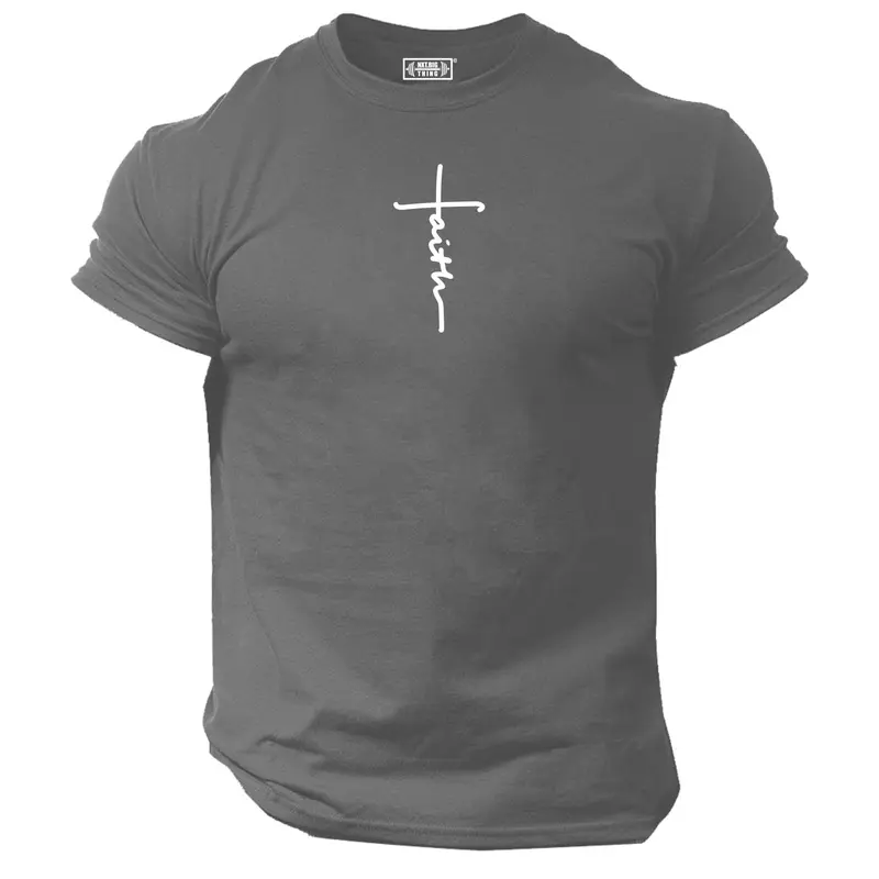 Faith T Shirt Gym Clothing Bodybuilding Weight Training Workout Exercise Kick Boxing Martial Arts MMA Karate Gymwear Men Tee Top 2
