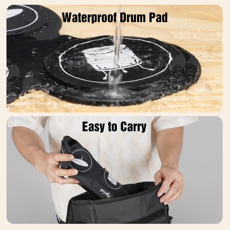 POGOLAB Roll up Drum Mat, 7 Pads Electric Drum Kit, Portable Digital Drum Practice Pad with Dual Stereo Speakers/Drumsticks/Earphone Slot, 10 Hour runtime, Christmas Birthday Gift for Kid Beginner 5