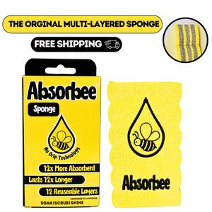 Absorbee Sponge with Peelable Layers – 12x Absorbent, No-Drip Technology, Reusable Microfiber Cloth, Lasts 12x Longer, Eco-Friendly, Odor-Free, and Scratch-Free, Tackles Tough Stains – Ultimate Cleaning Solution"