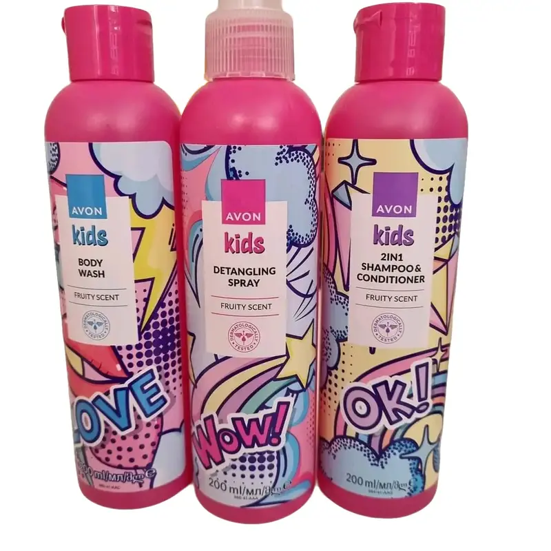 Girls Hair & Body trio avon fruity scent detangle spray body wash 2 in 1 shampoo & conditioner 0