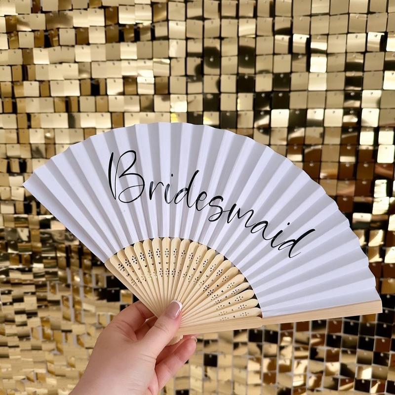 Personalised NAME Hand Fan - Bamboo - Paper Foldable Fan - Black, White, Pink, Orange, Lilac - Personalised with Vinyl - Party, Holiday, Wedding, Business, Hen Party Lightweight Gift Decor 3