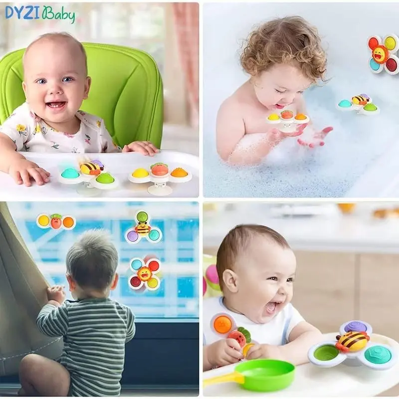 Suction Cup Spinner Toys 3 Pieces - Sensory Bath Toys for Toddlers 1-3 - Stress Relief and Anxiety Suction Cup Spinner Dyzi 8