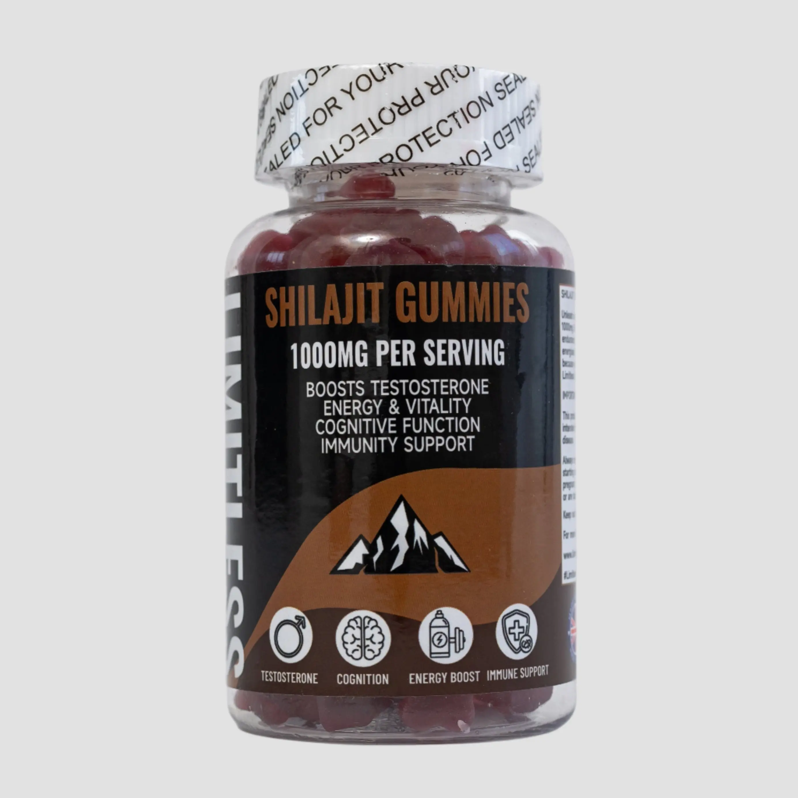 LIMITLESS GAINS – Shilajit Gummies – Energy, Vitality, Cognitive Function, Immune & Detox Support – Blueberry Flavour – 60 Gummies | Fitness Healthcare Natural Supplement Vitamin