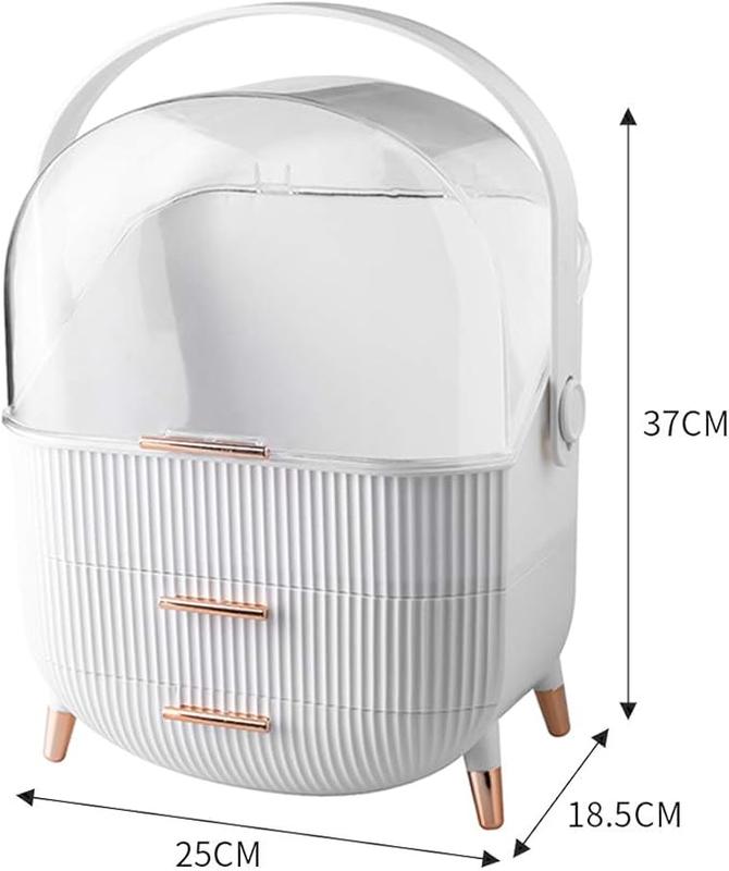 Multi-Function Make Up Case Waterproof Dustproof Cosmetic Storage Box with Transparent cover, Organizer Skin Care Products Jewelry Organizer, Finishing Box for Bedroom Bathroom Desktop, Easy to Carry In Hand, Valuable gift for mother, wife and girlfriend. 9