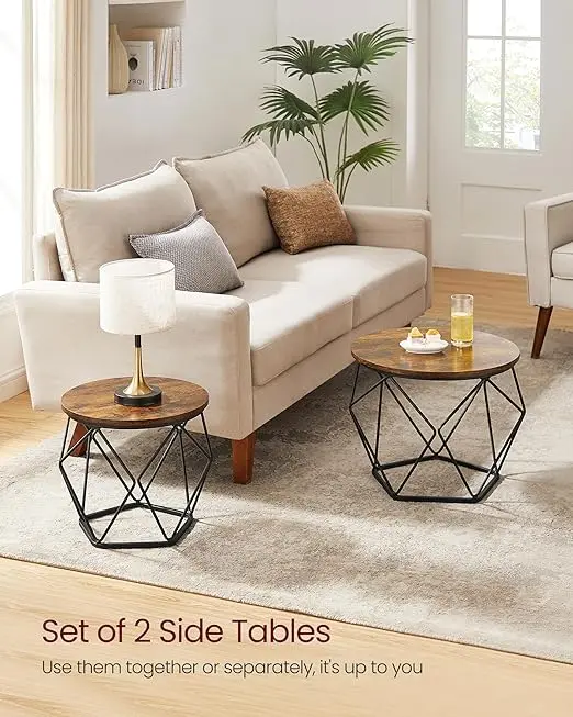 Round Coffee Table Set of 2, Side Table for Sofa End coffee  tables 5