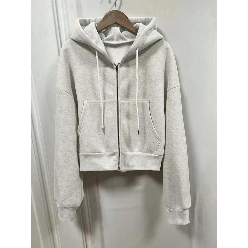 Cozy Drop Shoulder Hoodie - Fashion Hoodies with Kangaroo Pocket, Casual Zipper Long Sleeve Drawstring Sweatshirt, Soft Women's Clothing for Everyday Wear 3