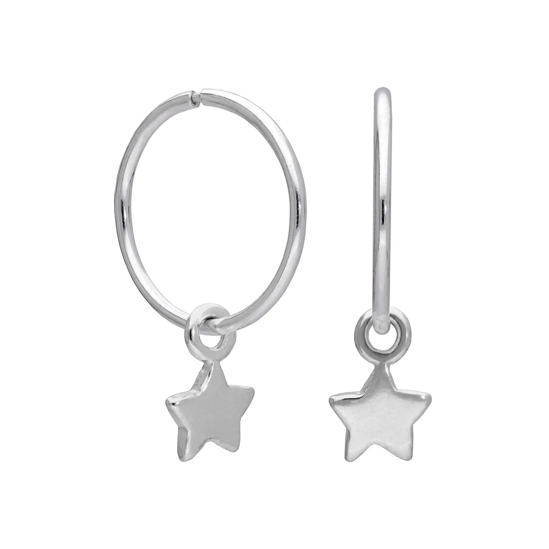Sterling Silver Tiny Star Charm Hoop 12mm Earrings sterlingsilver jewellery