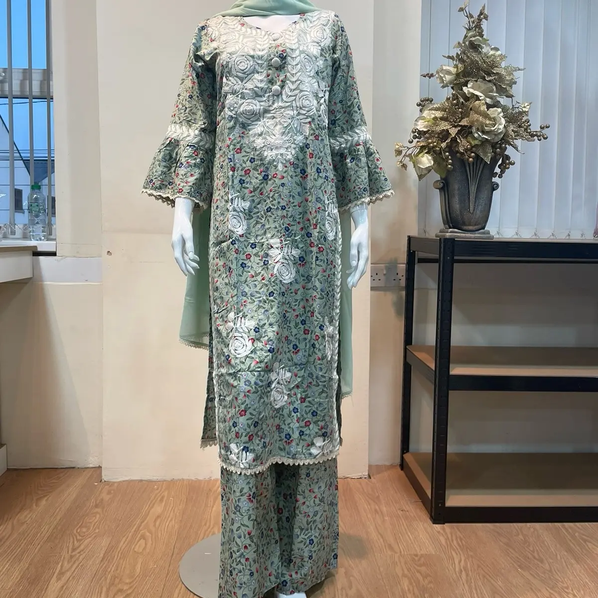 M&M Rayon Floral & Embroidered Women’s Casual Dress
