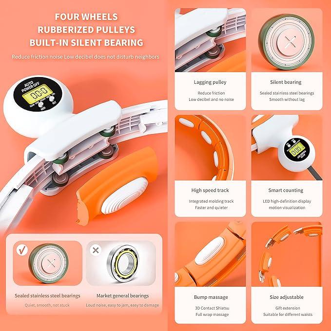 Weighted Hula Hoop, Infinity Smart Hula Hoops with 16 Knots, 360 Degree Auto-Spinning Ball Massage, Infinity Hoop For Adults, Fitness Equipment For Weight Loss 3