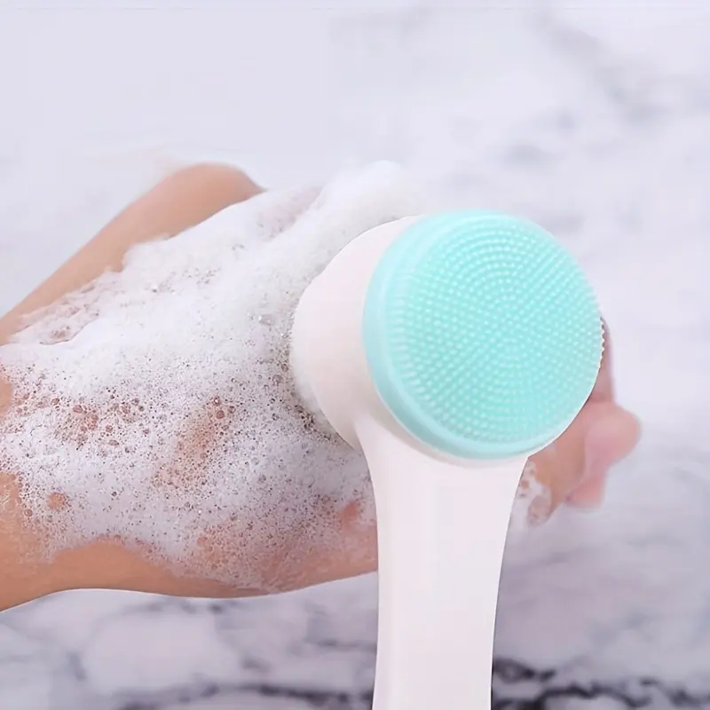 1pc Gentle Silicone Facial Cleansing Brush, Dual-Sided Soft Bristles, Manual Exfoliating Pore Cleaner for All Skin Types, Unscented, Dye-Free Makeup Remover and Blackhead Remover 3