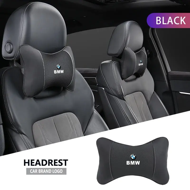 PREMIUM Quality headrest neck support pillow for BMW | 2 Pcs | Black
