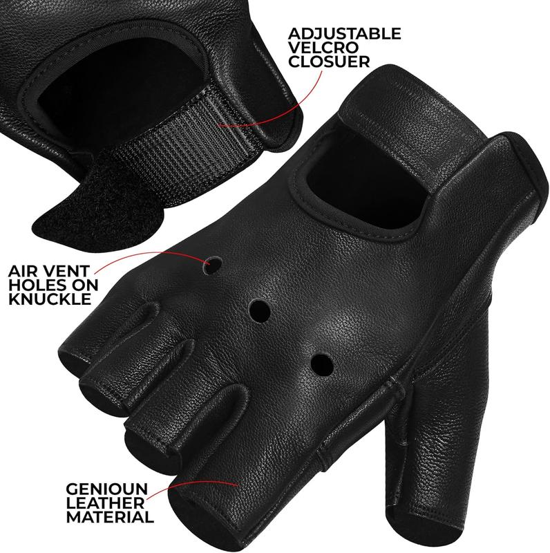 Mozi Sports  LEATHER HALF FINGER CYCLING WHEELCHAIR GYM BUS DRIVING WEIGHT LIFTING GLOVE 3