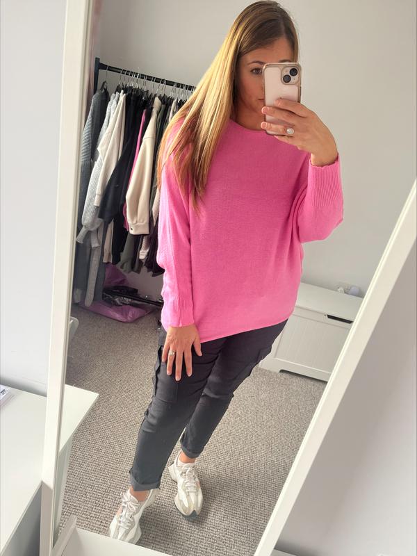 Ladies Soft Knit Batwing Jumper One Size 8-16 3