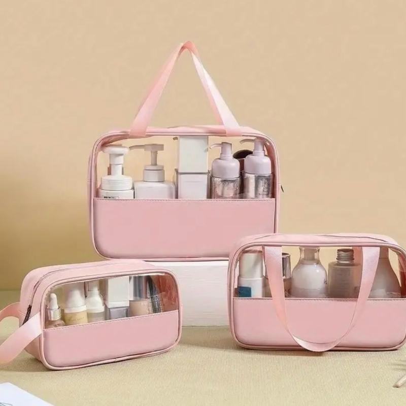 Medium Pink PVC Makeup Storage Bag for Toiletries and Accessories - Durable and Waterproof 2