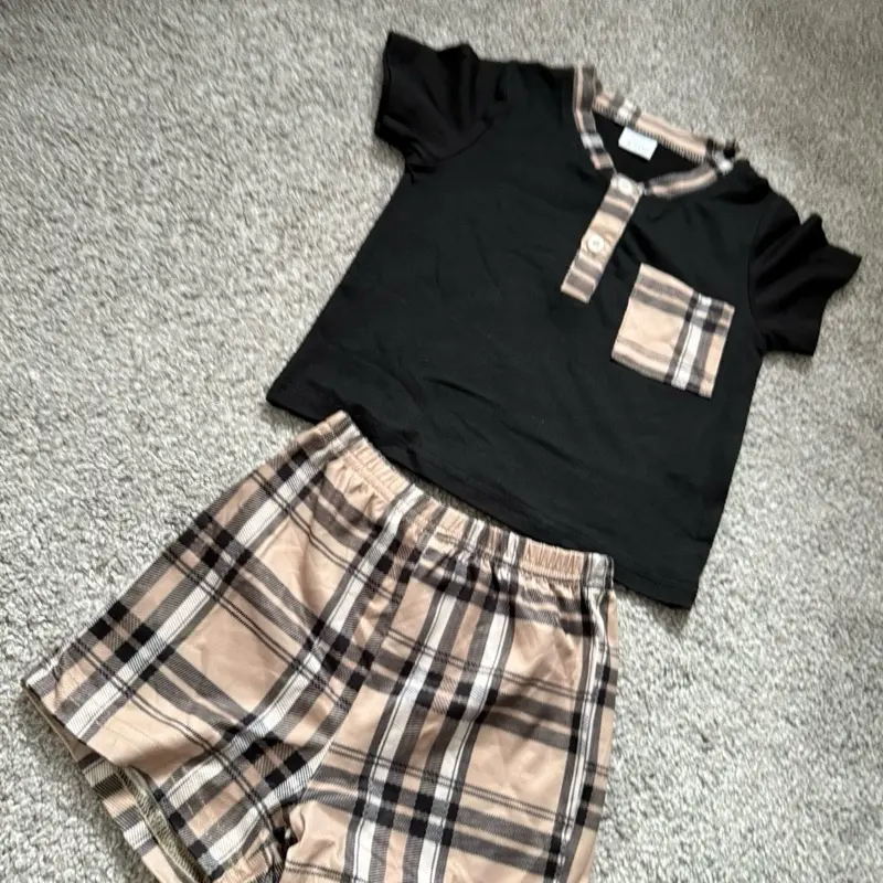 Little Boys black and chequered short set
