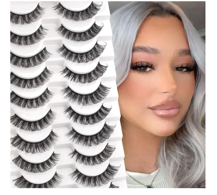 Eyelashes Volume 3D Hybrid Natural Look Fake Russian Strip Lashes 10 Pairs Dramatic Fluffy Handmade Reusable D Curl False Eyelashes